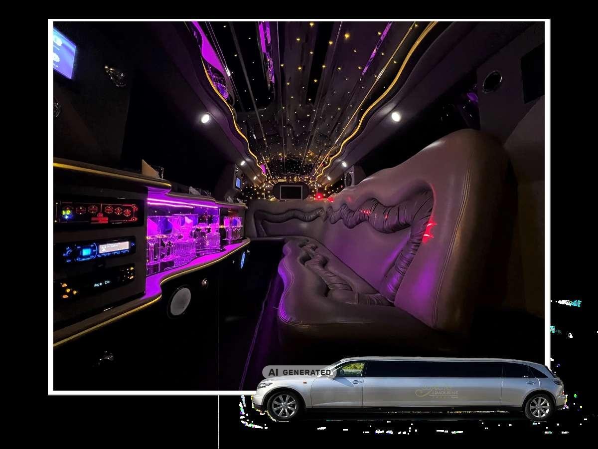 Interno della limousine Infiniti, 10 posti